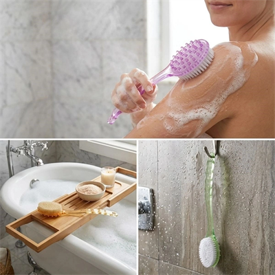 Plastik Saplı Vücut Temizleme Fırçası - Çok Amaçlı Sırt Ve Vücut İçin Banyo Ve Duş Kese Aparatı Bx40