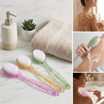 Plastik Saplı Vücut Temizleme Fırçası - Çok Amaçlı Sırt Ve Vücut İçin Banyo Ve Duş Kese Aparatı Bx40