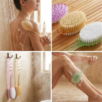 Plastik Saplı Vücut Temizleme Fırçası - Çok Amaçlı Sırt Ve Vücut İçin Banyo Ve Duş Kese Aparatı Bx40