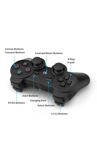 Playstation 3 uyumlu siyah bluetooth joystick, kablosuz bağlantı, 2 yıl garantili