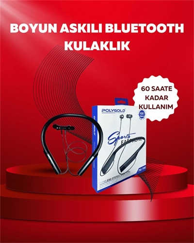 Polygold PG-100 Bluetooth 5.0 Boyun Bantlı Kulaklık – 50 Saat Konuşma Süresi, Type-C Şarj