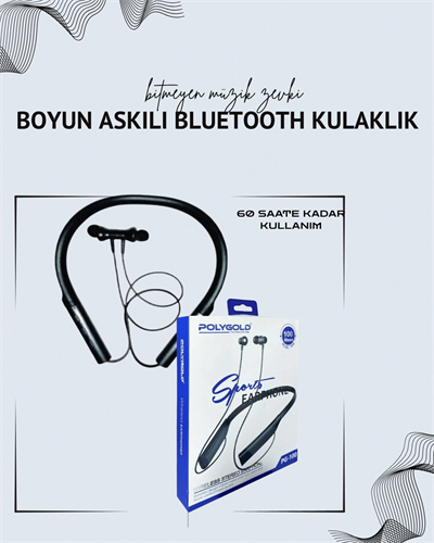 Polygold PG-100 Boyun Askılı Kablosuz Kulaklık – 200 Saat Bekleme Süresi, Stereo Ses, Mikrofonlu