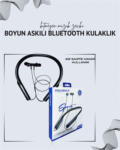 Polygold PG-100 Boyun Askılı Kablosuz Kulaklık – 200 Saat Bekleme Süresi, Stereo Ses, Mikrofonlu