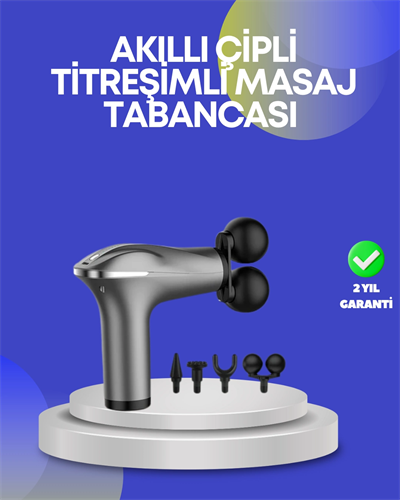 Portatif Şarjlı Masaj Tabancası 4 Başlık Derin Doku Masaj Aleti