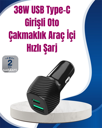 Power Delivery Destekli 38W Araç Tipi Hızlı Şarj Cihazı