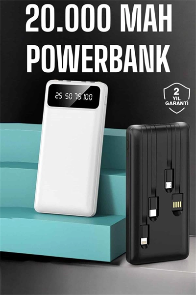 Powerbank 20.000 Mah Dijital Göstergeli LCD Ekran Uzun Pil Ömrü Yeni Nesil