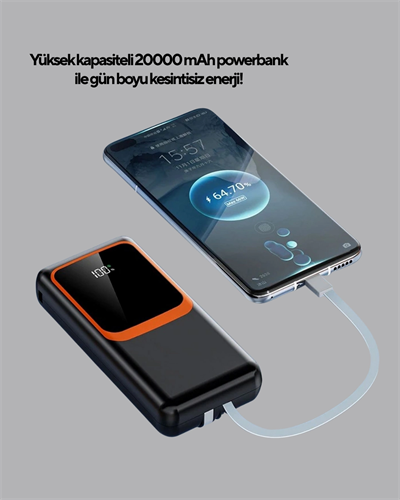 Powerbank 20000 mAh 22.5W Hızlı Şarjlı ve Kompakt Çoklu Kablo Çıkışlı