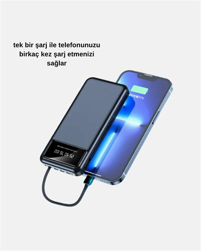 Powerbank 20000 mAh 4 Çıkışlı Hızlı Şarjlı ve LED Göstergeli