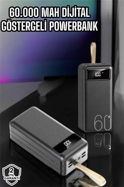 Powerbank 60.000 Mah Hızlı Şarj 4 Çıkışlı Uzun Şarj Süreli Dijital Göstergeli