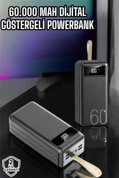 Powerbank 60.000 Mah Hızlı Şarj 4 Çıkışlı Uzun Şarj Süreli Dijital Göstergeli