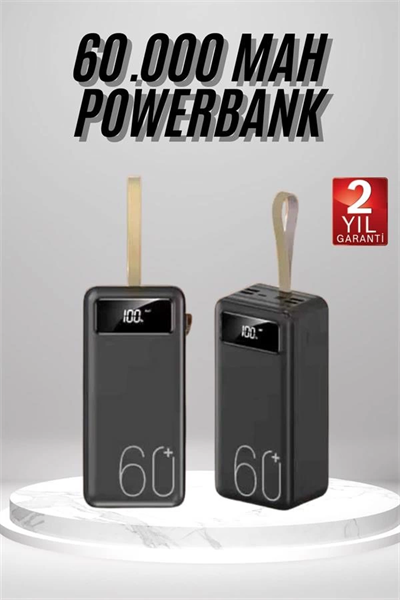 Powerbank 60.000 Mah Taşınabilir Şarj Hızlı El Fenerli Dijital Göstergeli