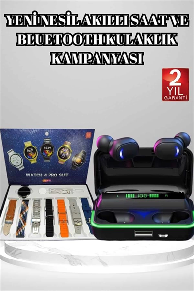 Powerbank Bluetooth Kulaklık Ve Akıllı Saat 7 Kordonlu Metal Kordon Plastik Kordon