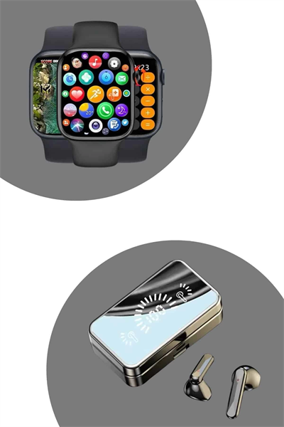 Powerbank Bluetooth Kulaklık Ve Yeni Model Akıllı Saat Seti ANC Özelliği Dokunamatik