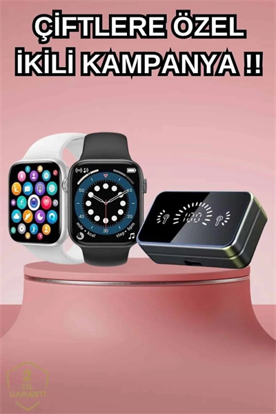 Powerbank Bluetooth Kulaklık Ve Yeni Model Akıllı Saat Seti ANC Özelliği Dokunamatik