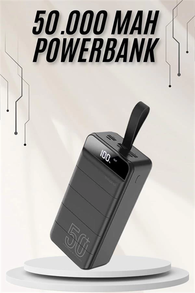 Powerbank Çoklu Şarj Girişi 50.000 Mah Taşınabilir Dijital Göstergeli