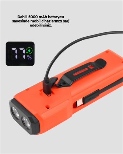 Powerbank Özellikli Bisiklet Işığı Dijital Göstergeli Led