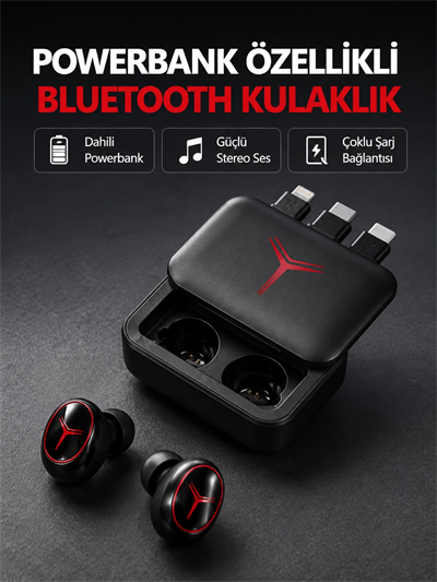 Powerbank Özellikli Bluetooth Kablosuz Kulaklık – Dokunmatik Kontrol, Uzun Pil Ömrü, Ergonomik Tasarım