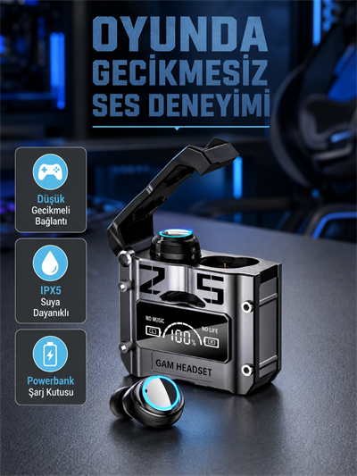 Powerbank Özellikli Bluetooth Kulaklık – Ergonomik, Suya Dayanıklı