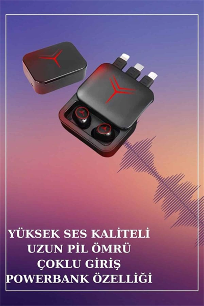 Powerbank Özellikli Bluetooth Kulaklık ve Nabız Ölçer Akıllı Saat Bileklik Hediyeli