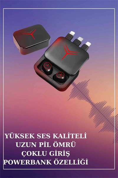 Powerbank Özellikli Bluetooth Kulaklık ve Nabız Ölçer Akıllı Saat Bileklik Hediyeli