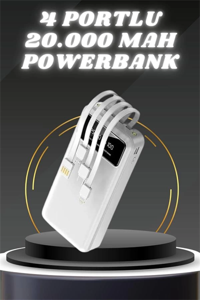 Powerbank Şarj Cihazı 4 Çıkışlı 20.000 MAH Powerbank Kompakt Yüksek Kapasiteli Hızlı Şarj