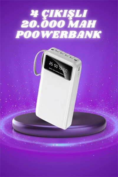 Powerbank Şarj Cihazı 4 Çıkışlı 20.000 MAH Powerbank Taşınabilir Çoklu Giriş