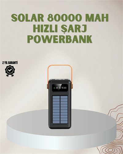 Powerbank Solar Fenerli Çoklu Kablolu Taşınabilir Şarj Aleti
