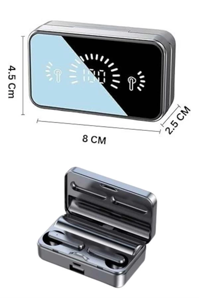Powerbankli Bluetooth Kulaklık Yüksek Ses Aynalı Çift Dijital Gösterge Ekranı