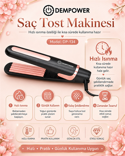 Pratik Kullanımlı Saç Tost Şekillendirici Uzun Süre Kalıcı Hacimli Saç Görünümü Veren Cihaz