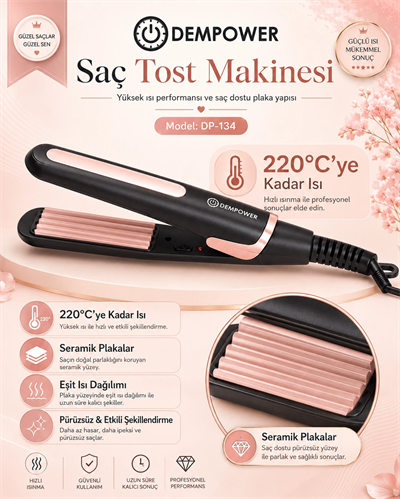 Pratik Kullanımlı Saç Tost Şekillendirici Uzun Süre Kalıcı Hacimli Saç Görünümü Veren Cihaz