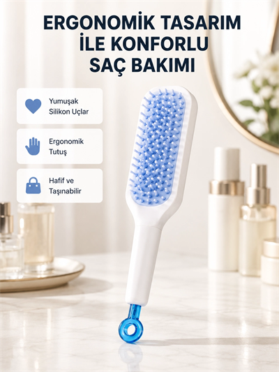 Pratik Mekanizmalı Saç Tarağı – Kendi Kendini Temizler, Taşınabilir