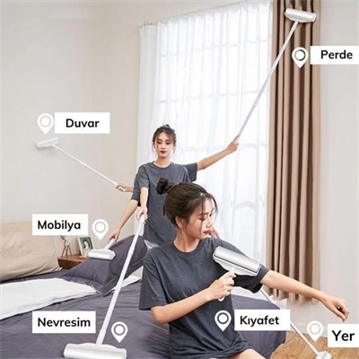 Pratik Temizlik İçin Yapışkanlı Tüy Rulosu 24 Cm Teleskopik Uzayabilen Saplı 2 Yedekli