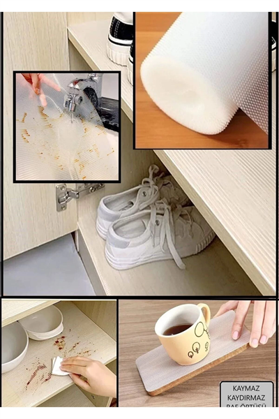 Premium 3 Metre Pıtırcıklı Kaydırmaz Şeffaf Raf Örtüsü Halı Kaydırmaz 45 CmX3M Kalın Kaliteli Folyo