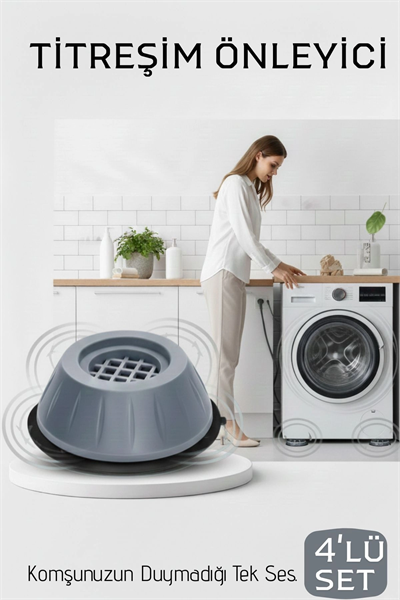 Premium 4'lü Titreşim Önleyici Kauçuk Ayak Seti - Ultra Sessiz Ve Sarsıntısız Yıkama Teknolojisi
