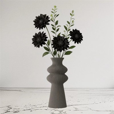 Premi̇um İskandi̇nav Rusti̇k Plasti̇k 3d Dekorati̇f Vazo Gri
