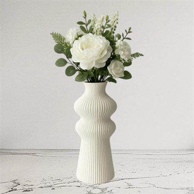 Premi̇um İskandi̇nav Rusti̇k Plasti̇k 3d Dekorati̇f Vazo Beyaz