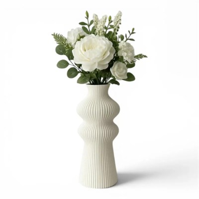 Premi̇um İskandi̇nav Rusti̇k Plasti̇k 3d Dekorati̇f Vazo Beyaz