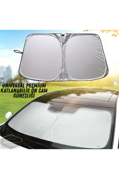 Premium Katlanır Oto Ön Arka Cam Güneşliği Metalize Isı Yalıtımlı Çantalı 150x70cm