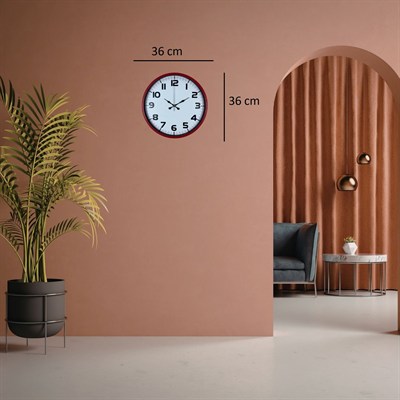 Premium Kırmızı 36 Cm Duvar Saati