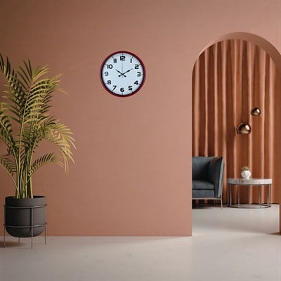 Premium Kırmızı 36 Cm Duvar Saati