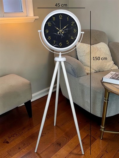 Premium Mermer Desenli Tripod Ayaklı Saat