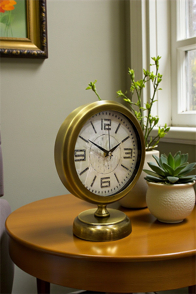 Premium Vintage 25 x 20 Cm Eskitme Metal Masa Saati