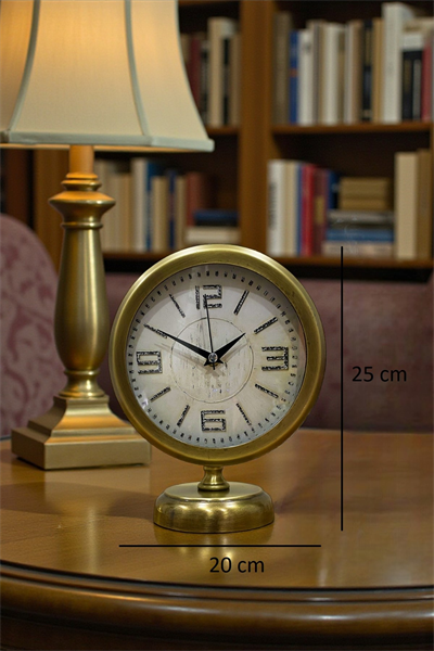 Premium Vintage 25 x 20 Cm Eskitme Metal Masa Saati