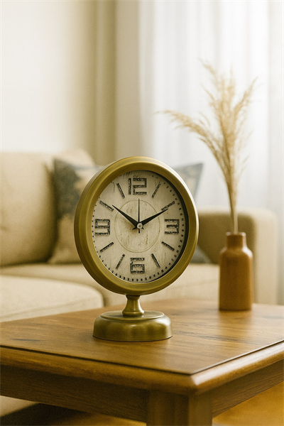 Premium Vintage 25 x 20 Cm Eskitme Metal Masa Saati