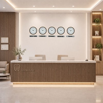 Prestige Kahverengi 36 Cm Tabelalı Dünya Saatleri 5’li Set