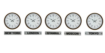 Prestige Kahverengi 36 Cm Tabelalı Dünya Saatleri 5’li Set