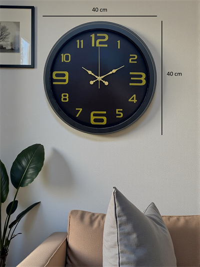 Prime Black 40 cm Metal Modern Tasarım Duvar Saati