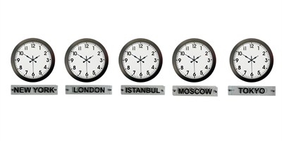Prime Black 5’li 36 Cm Metal Tabelalı Dünya Saatleri Seti