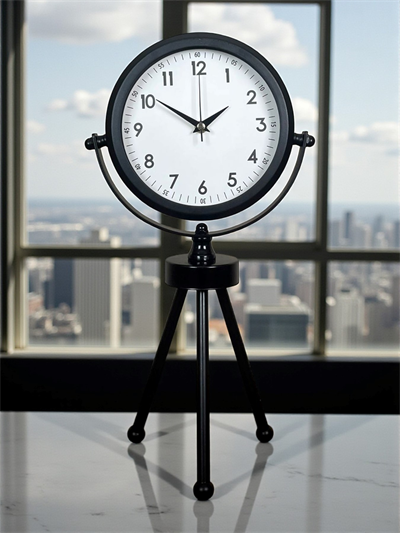 Prime Black Zarif Üç Ayaklı Metal Masa Saati