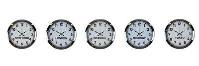 Prime Krom 36 cm Metal 5’li Dünya Saat Seti